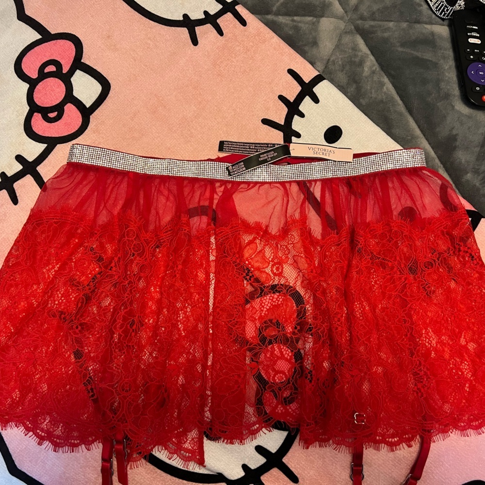 Victoria's Secret Red Lace Garter Skirt